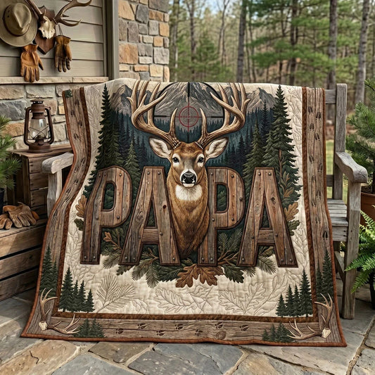 Rustic Deer Papa Quilt Blanket