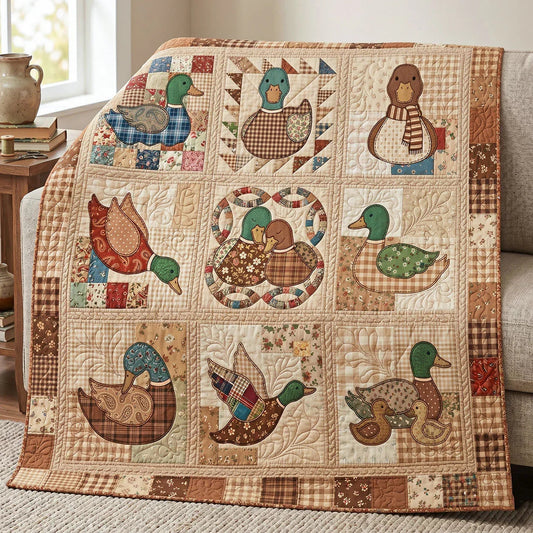 Rustic Duck Quilt Blanket - Quilted Blanket by OtterMia