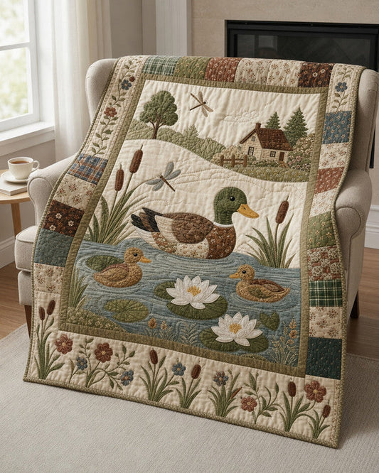 Rustic Duck Quilt Blanket - Quilted Blanket by OtterMia