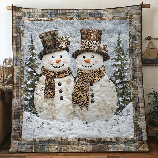 Rustic Duo Snowman Quilt Blanket