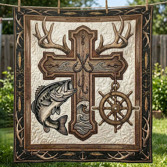 Rustic Faith And Fishing Quilt Blanket