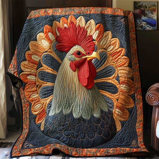 Rustic Folk Chicken Quilt Blanket
