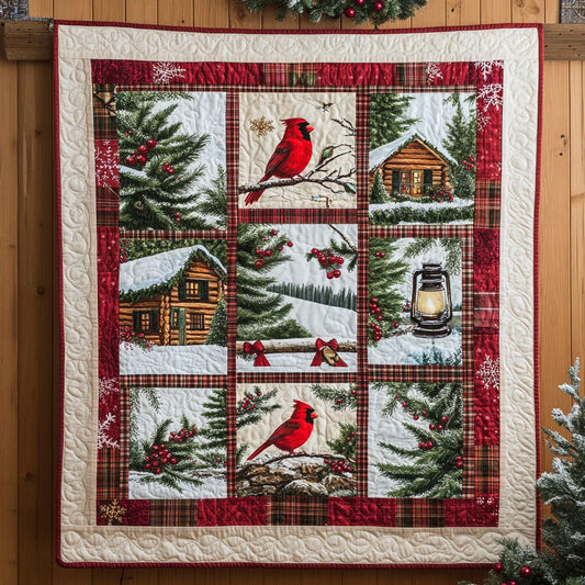 Rustic Glow Cardinal Quilt Blanket