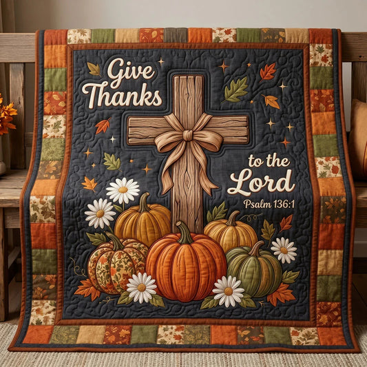 Rustic Gratitude Cross Quilt Blanket