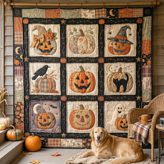 Rustic Halloween Patchwork Quilt Blanket