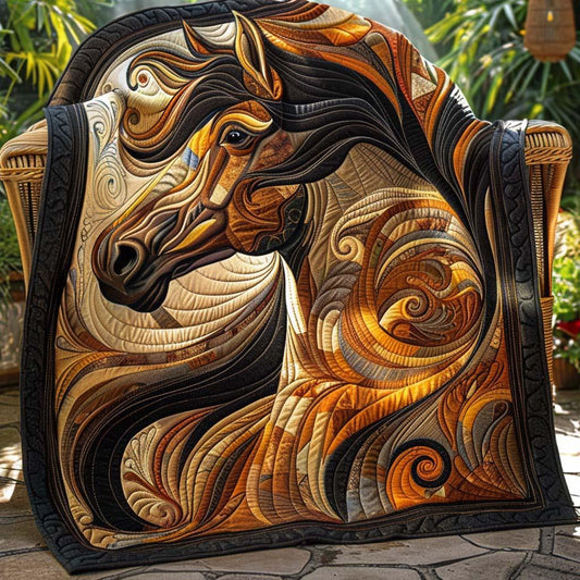 Rustic Horse Quilt Blanket - Quilted Blanket by OtterMia