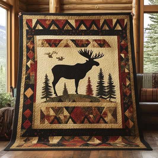 Rustic Moose Quilt Blanket
