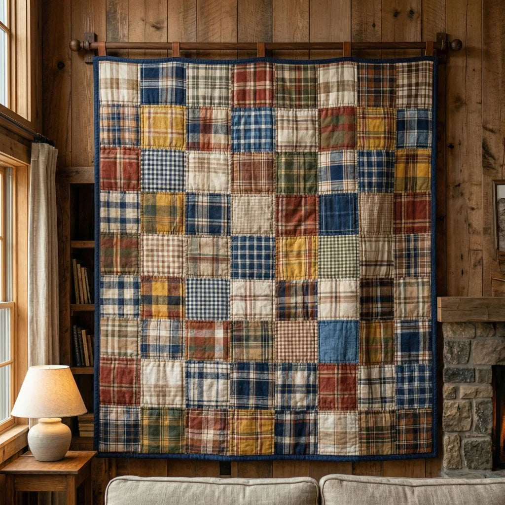 Rustic Patchwork Plaid Quilt Blanket