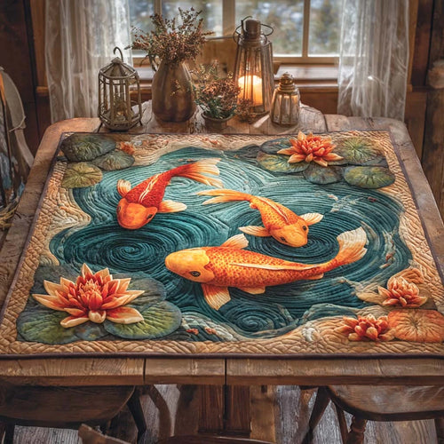 Rustic Pond Glow Quilted Table Topper