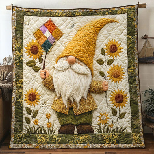 Rustic Sun Gnome Quilt Blanket