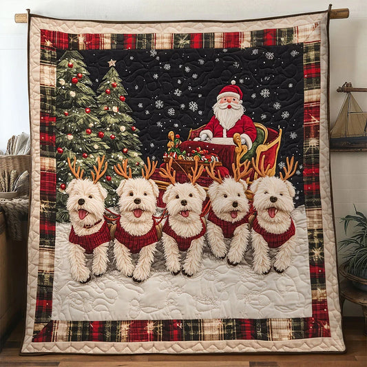Rustic Terrier Noel Quilt Blanket