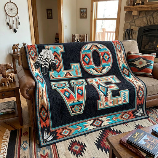 Rustic Tribal Love Quilt Blanket