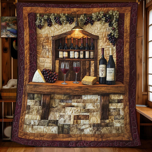 Rustic Wine Bar Quilt Blanket