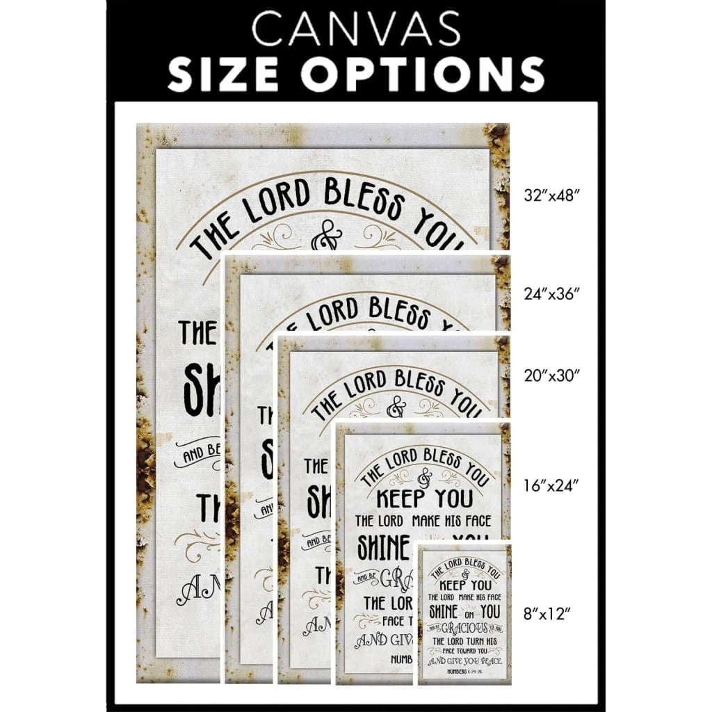 numbers 6 24 26 the lord bless you and keep you rustic farmhouse wall art canvas (view 3)