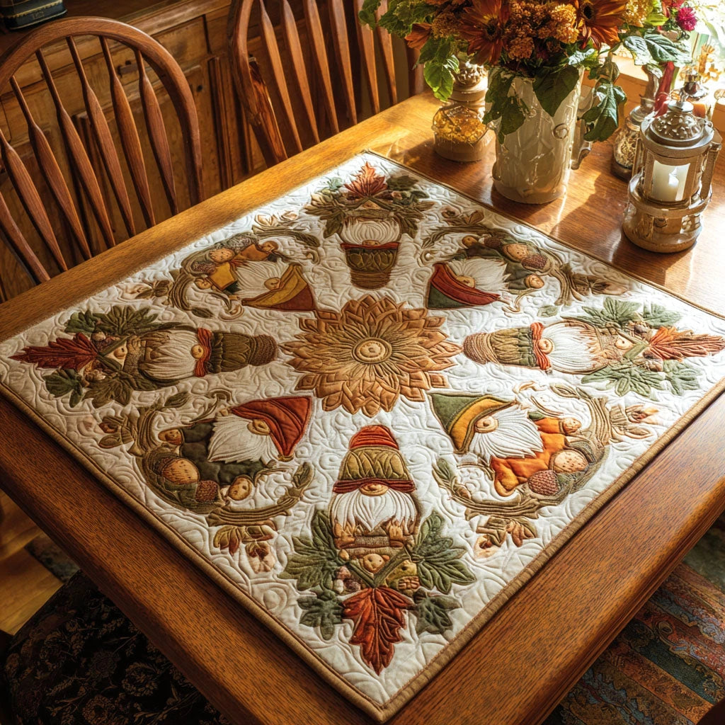 Rusty the Fall Gnome Quilted Table Topper