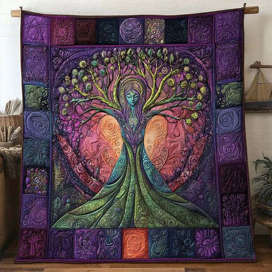 Sacred Aura Tree Of Life Quilt Blanket