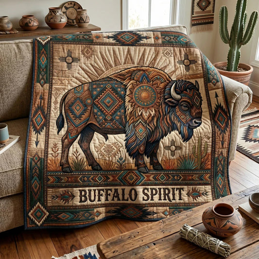 Sacred Bison Strength Quilt Blanket
