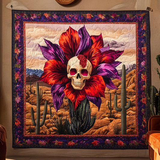 Sacred Bloom Skull Quilt Blanket