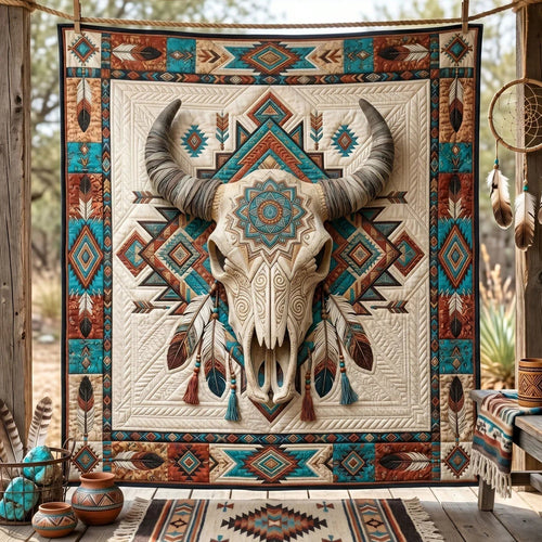 Sacred Buffalo Skull Quilt Blanket