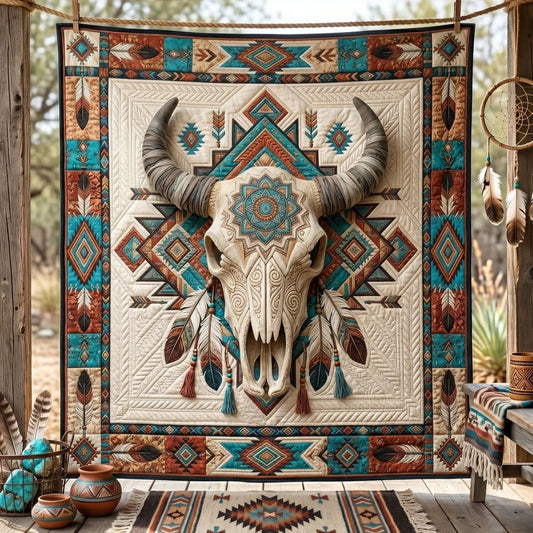 Sacred Buffalo Skull Quilt Blanket