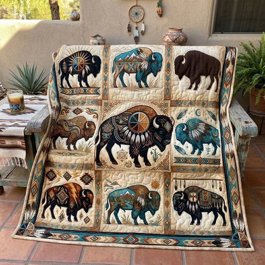 Sacred Buffalo Spirits Quilt Blanket