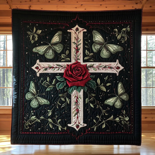 Sacred Cross Bloom Quilt Blanket