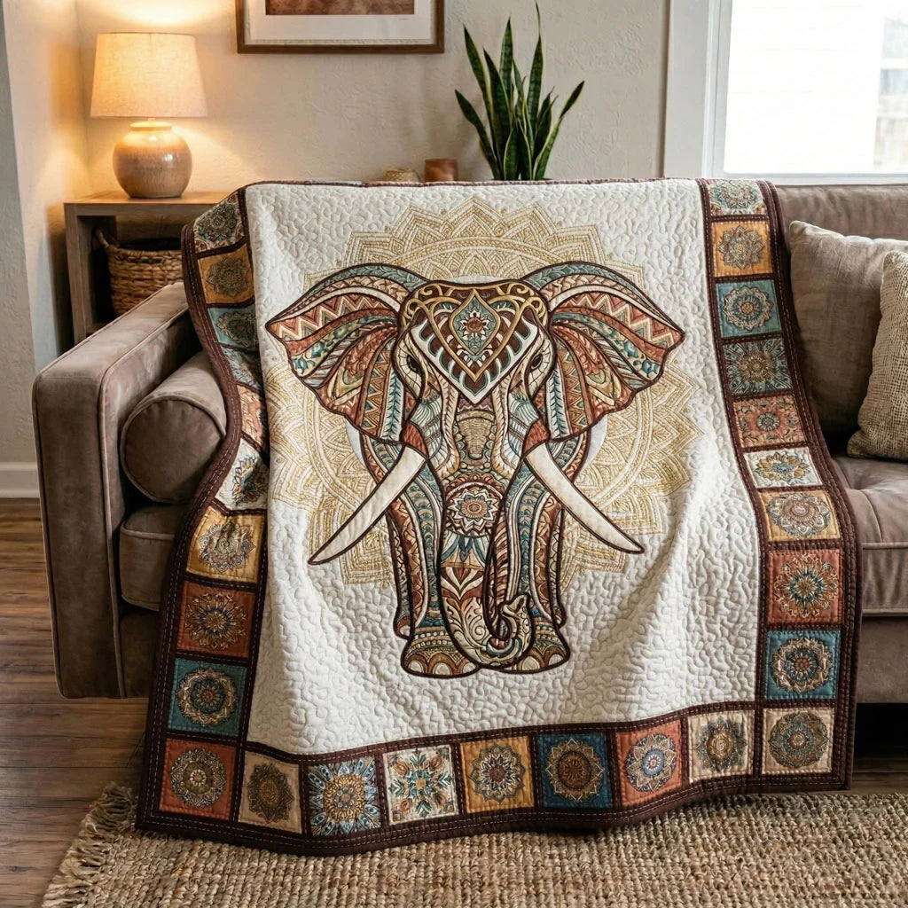 Sacred Elephant Spirit Quilt Blanket