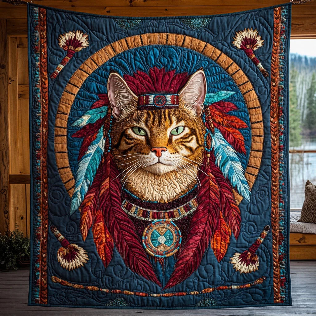 Sacred Feline Quilt Blanket
