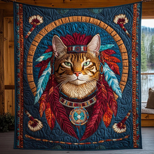 Sacred Feline Quilt Blanket