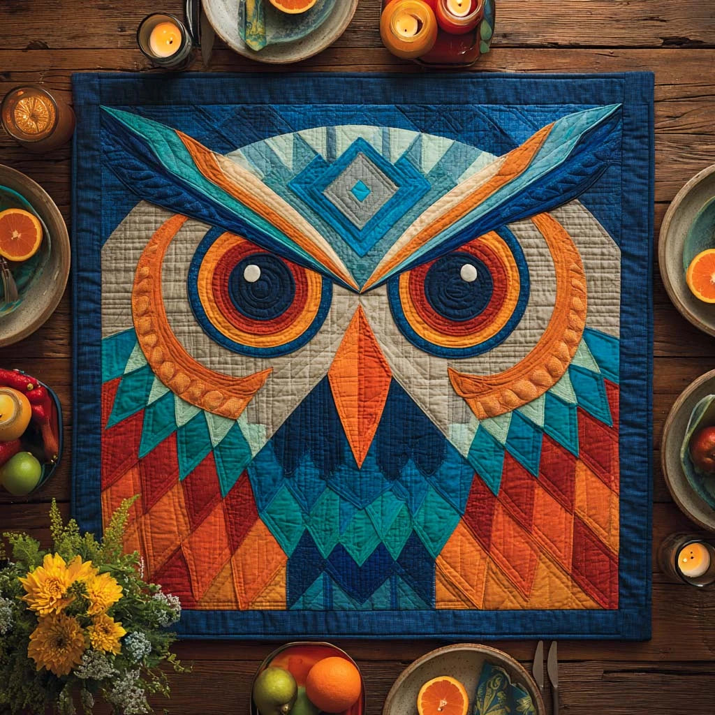 Sacred Guardian Owl Quilted Table Topper