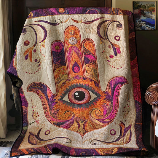 Sacred Hamsa Quilt Blanket