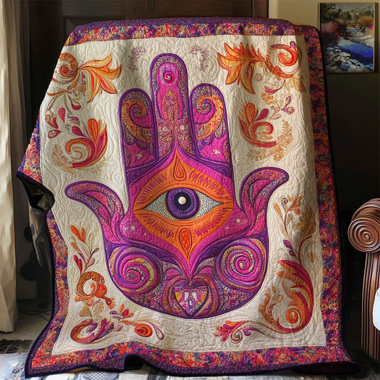 Sacred Hamsa Quilt Blanket