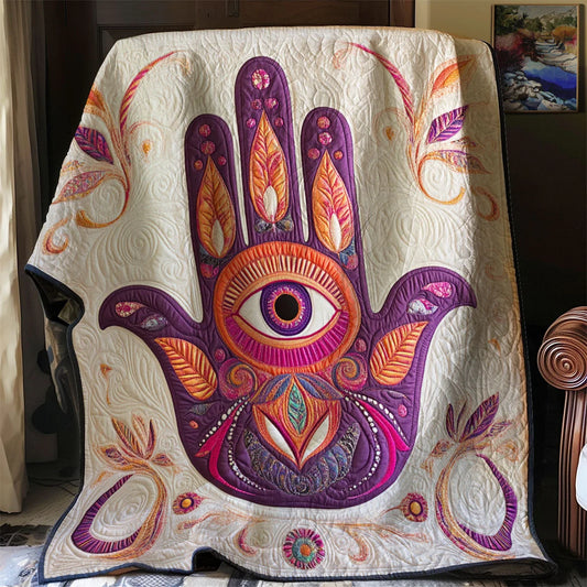 Sacred Hamsa Quilt Blanket