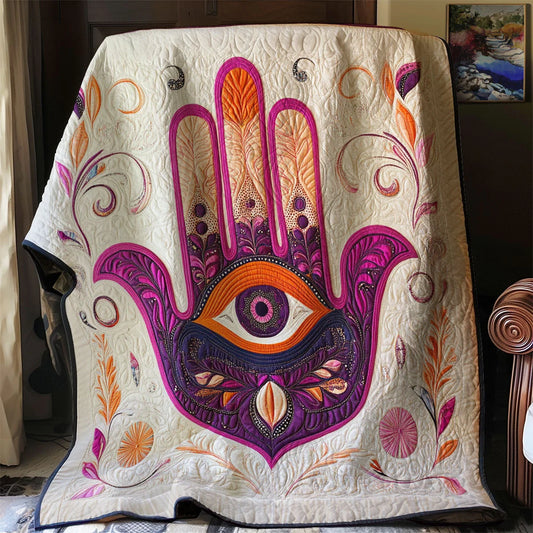 Sacred Hamsa Quilt Blanket
