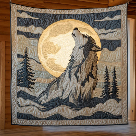 Sacred Night Wolf Quilt Blanket