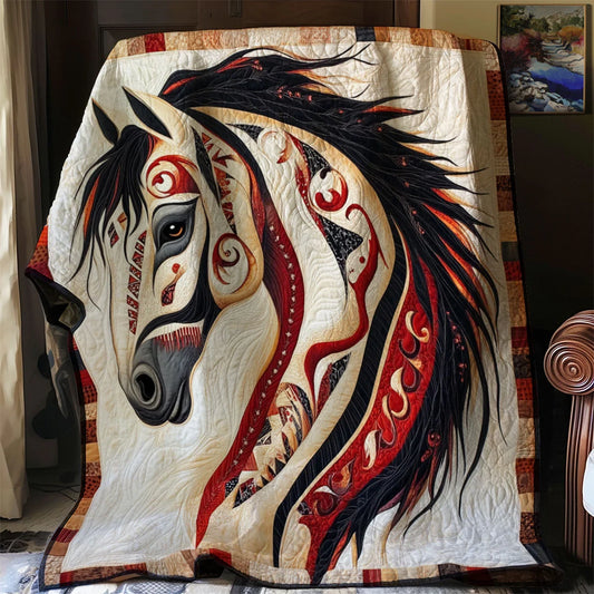 Sacred Plains Horse Quilt Blanket