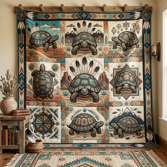 Sacred Tortoise Spirits Quilt Blanket