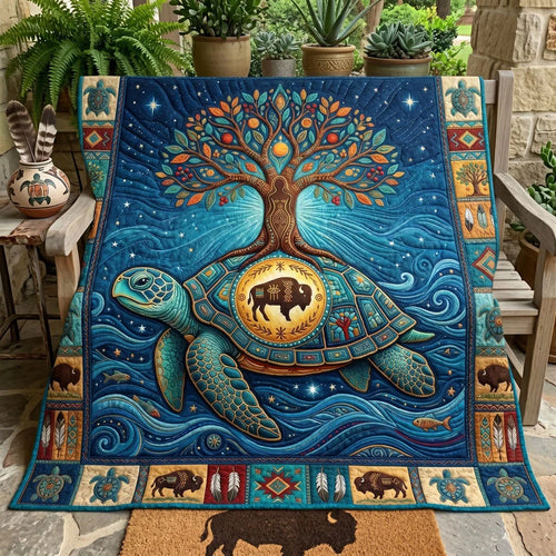 Sacred Turtle Of Life Quilt Blanket