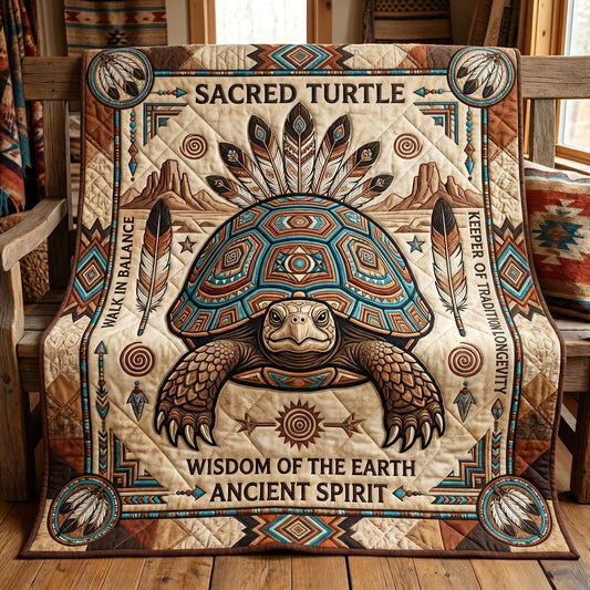 Sacred Turtle Wisdom Quilt Blanket