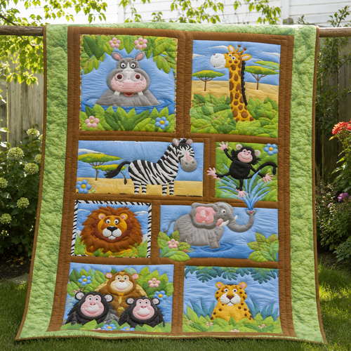 Safari Pool Quilt Blanket - Quilted Blanket by OtterMia