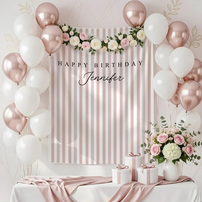 Green Striped Birthday Tapestry Personalized Happy Birthday Banner Custom Name Party Backdrop, personalized birthday backdrop