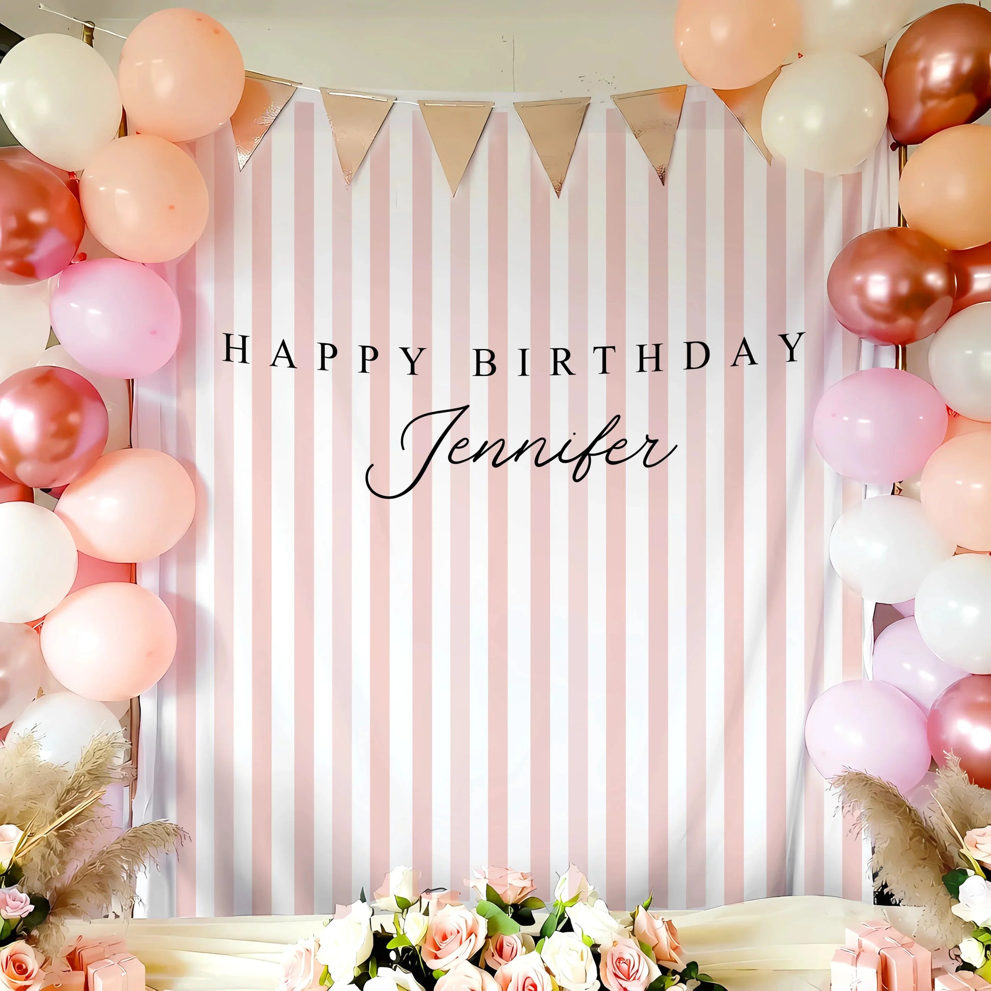 Green Striped Birthday Tapestry Personalized Happy Birthday Banner Custom Name Party Backdrop, personalized birthday backdrop