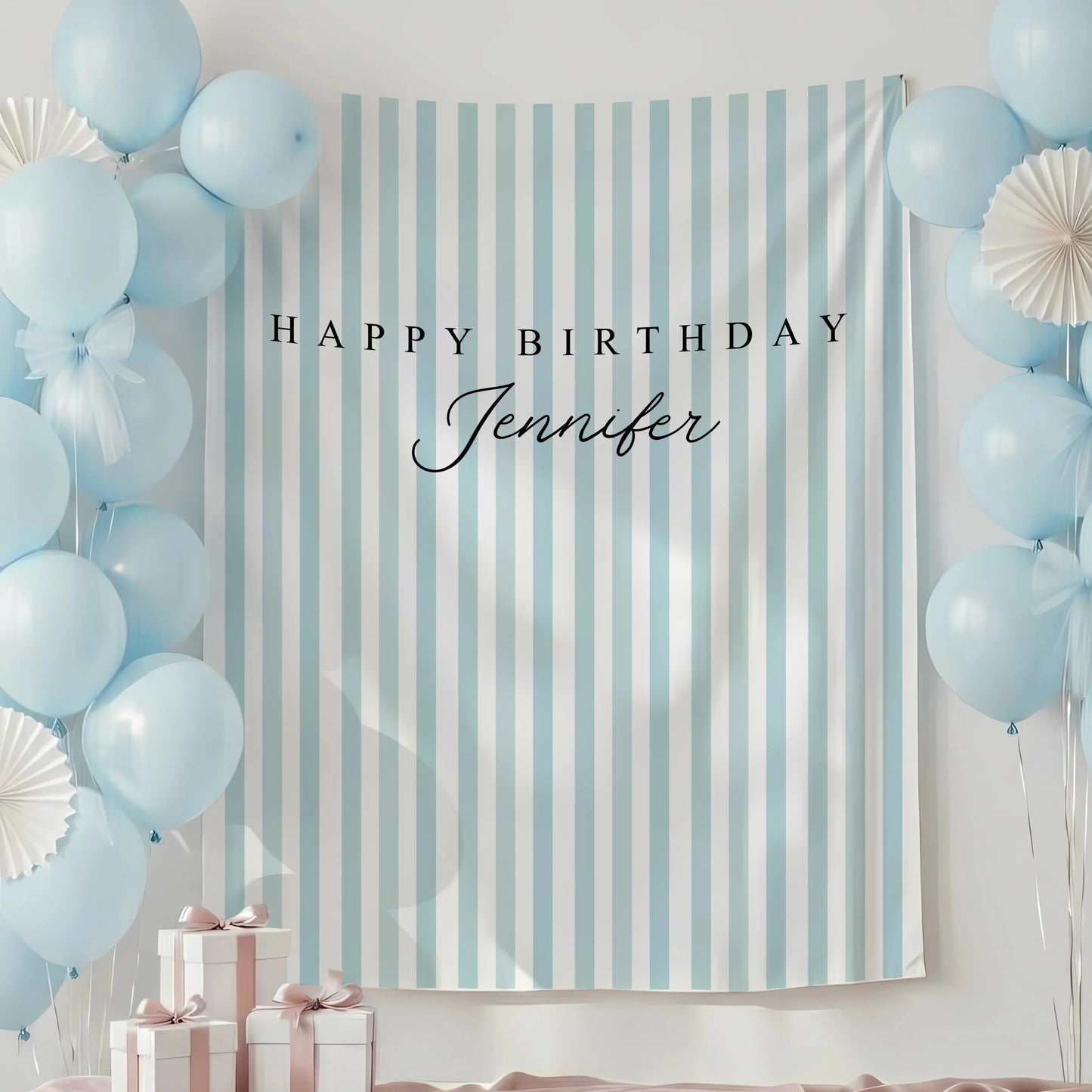 Green Striped Birthday Tapestry Personalized Happy Birthday Banner Custom Name Party Backdrop, personalized birthday backdrop