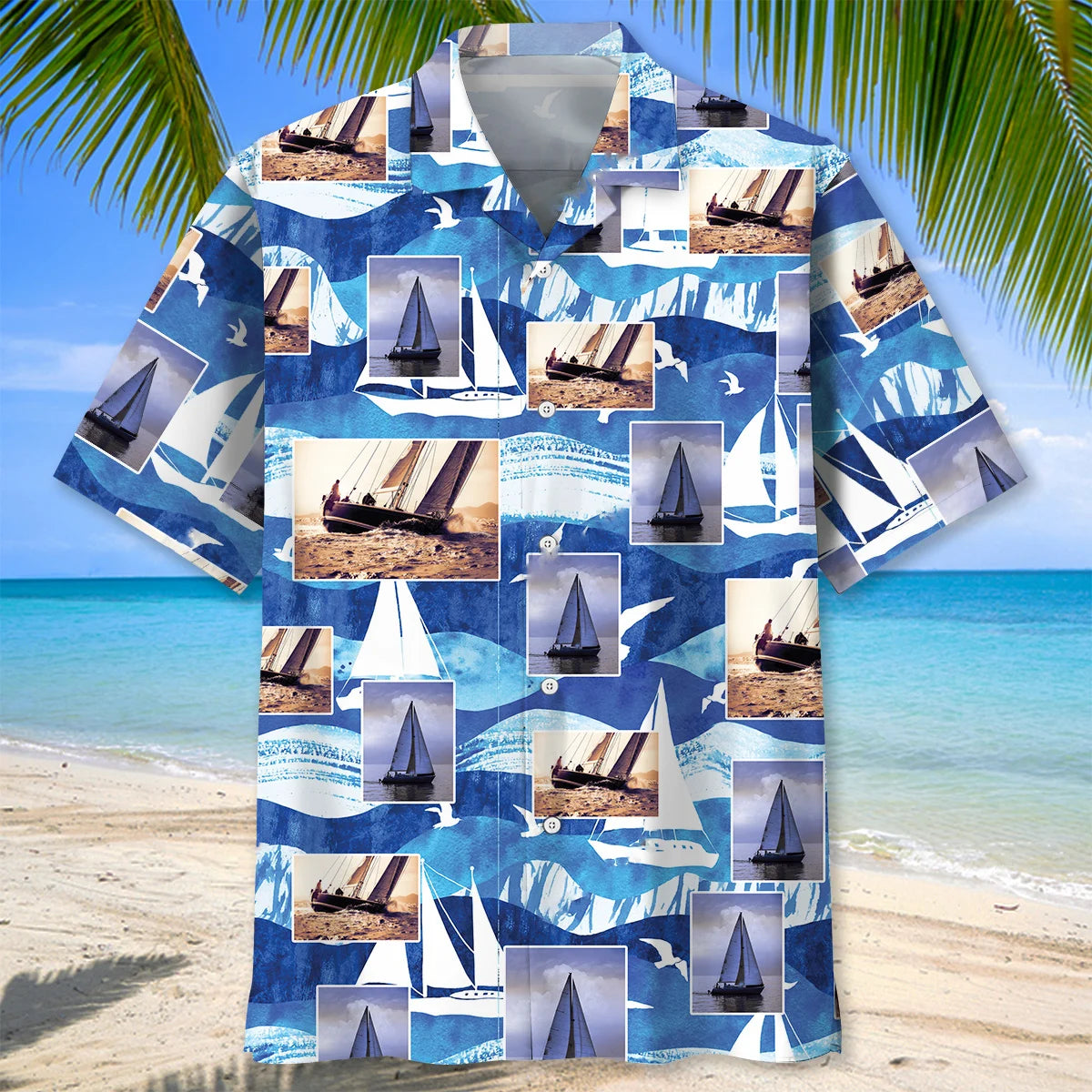 Sailboat Aventure Hawaiian Shirt, custom shirt gift for men