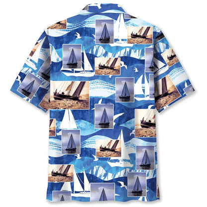 Sailboat Aventure Hawaiian Shirt, custom shirt gift for men (view 2)