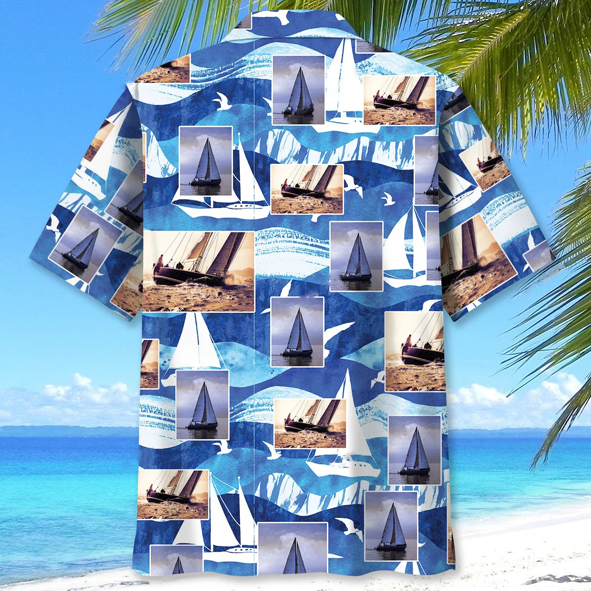 Sailboat Aventure Hawaiian Shirt, custom shirt gift for men (view 3)