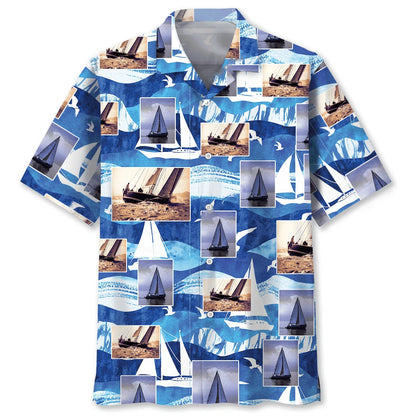 Sailboat Aventure Hawaiian Shirt, custom shirt gift for men (view 4)