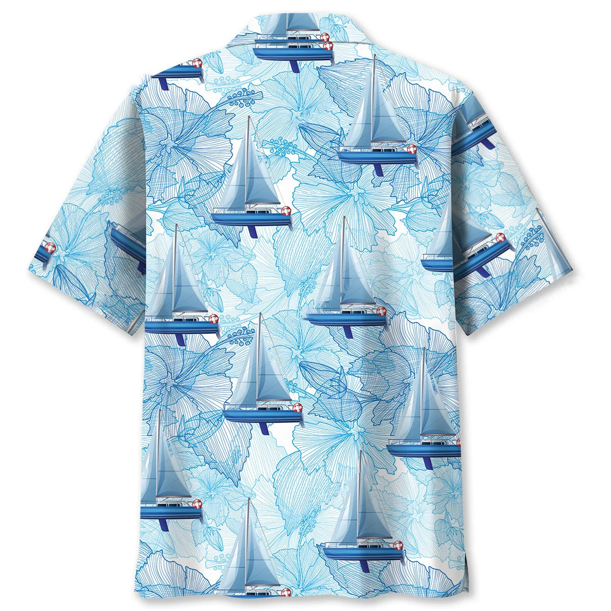 Sailboat Classic Hibiscus Hawaiian Shirt, custom shirt gift for men (view 2)