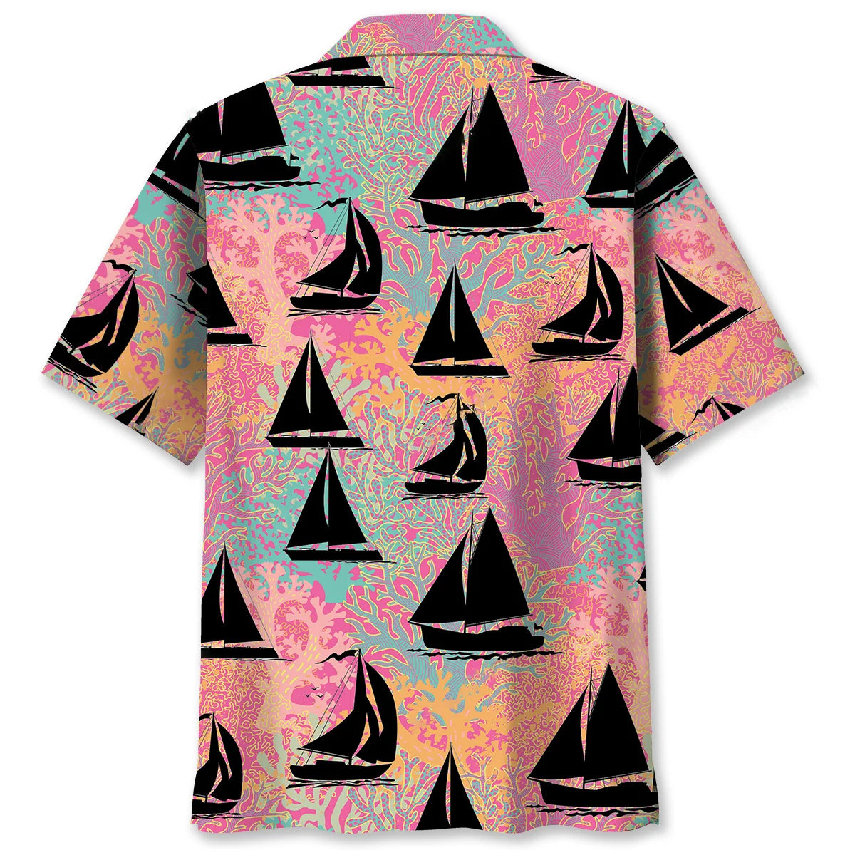 Sailboat Coral Hawaiian Shirt, custom shirt gift for men (view 2)