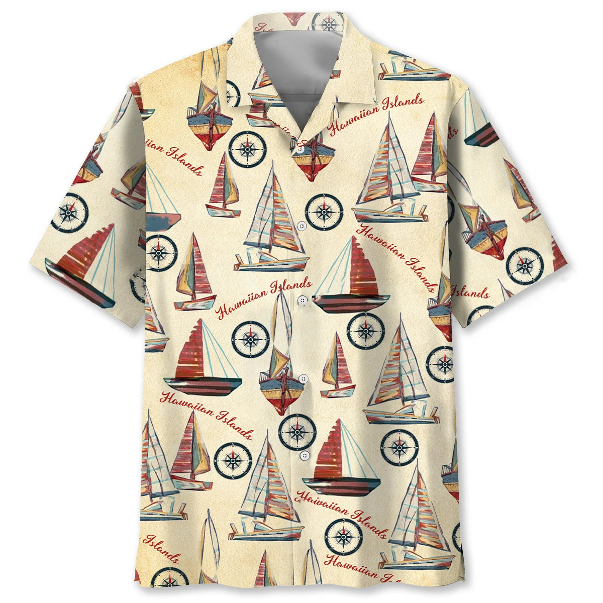 Sailboat Island Hawaiian Shirt, custom shirt gift for men